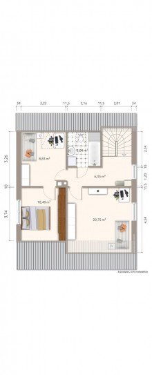 Grundriss Obergeschoss +++ RESERVIERT+++Bramstedt - gepflegtes Reihenendhaus zu verkaufen