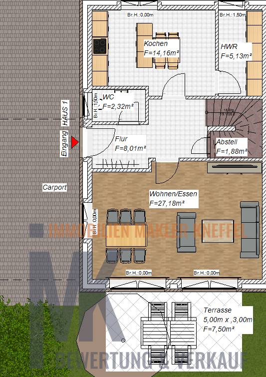 Grundriss EG Doppelhaush�lfte Sulingen