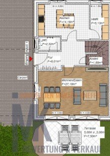 Grundriss EG +++ RESERVIERT++++NEUBAU - KFW 40 Doppelhaush�lfte zu vermieten